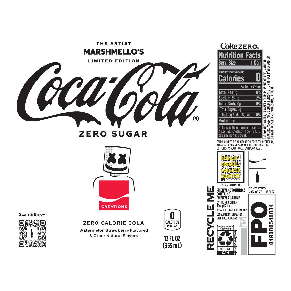 CocaCola Zero Sugar The Artist Marshmello’s Limited Edition Can, 12 f