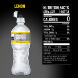 Powerade Power Water Zero Sugar Lemon, 20 Oz. Bottles, 12 Pack
