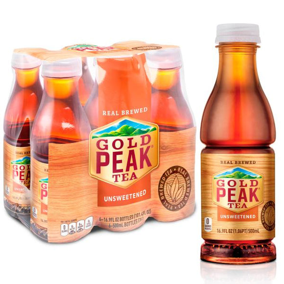 Gold Peak Unsweetened Black Tea, 16.9 Oz. Bottles, 24 Pack