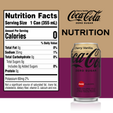 Coca-Cola Cherry Vanilla Zero Sugar, 12 Oz. Cans, 24 Pack