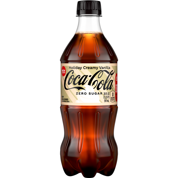 Coca-Cola Creamy Vanilla Zero Sugar LTO, 20 Oz. Bottles, 24 Pack
