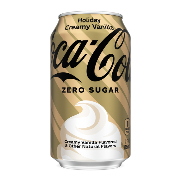 Coca-Cola Creamy Vanilla Zero Sugar LTO, 12 Oz. Bottles, 24 Pack