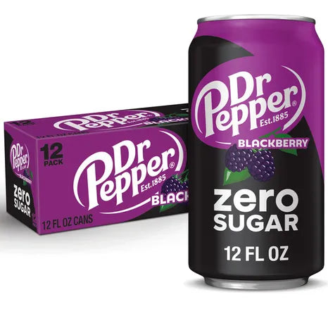 Dr Pepper Blackberry Zero Sugar, 12 Oz. Cans, 24 Pack