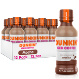 Dunkin' Mocha Iced Coffee Bottles, 13.7 fl oz, 12 Pack