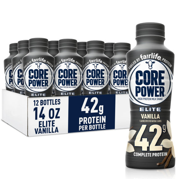 Core Power Elite Vanilla Protein Shake, 14 Oz. Bottles, 12 Pack