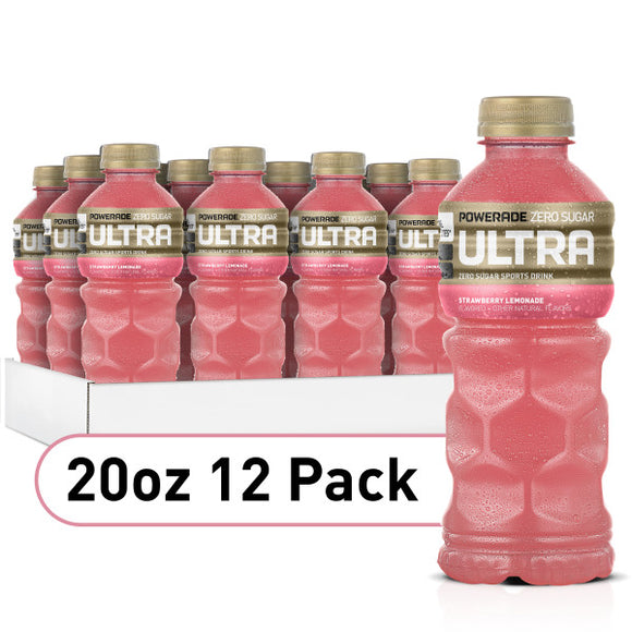 Powerade Ultra Strawberry Lemonade, 20 Oz. Bottles, 12 Pack